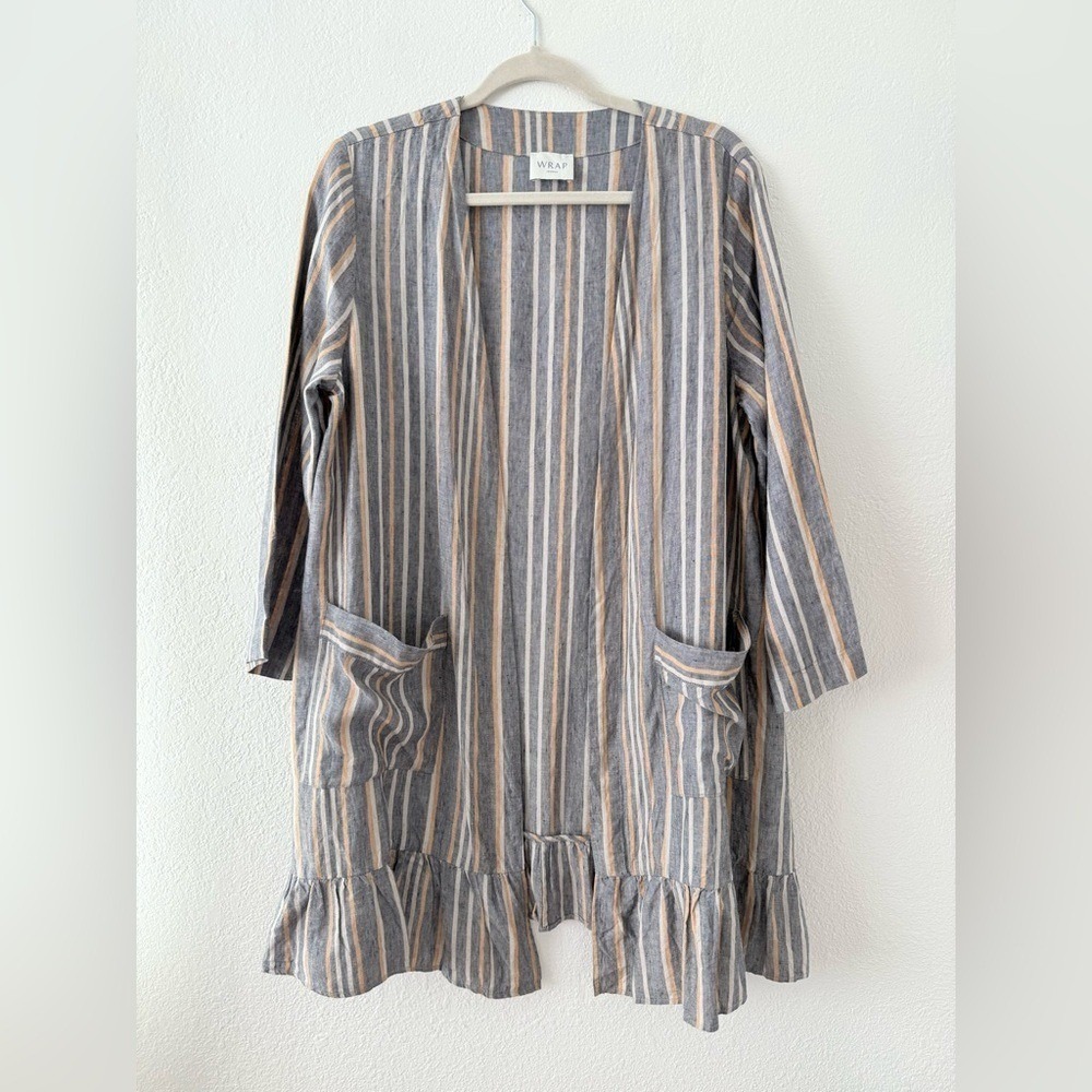 Wrap London Linen Striped Cardigan Size 8